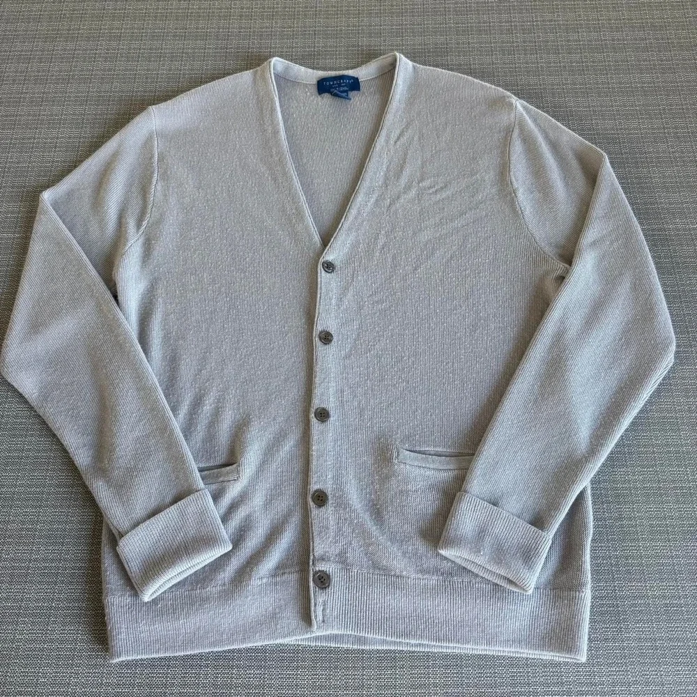 Towncraft Men's 2XL Tall Grey Acrylic Cardigan Sweater